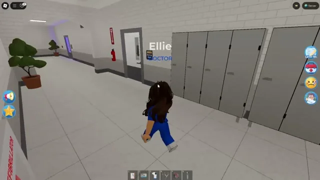 Maple Hospital basement hallway with staff lockers
